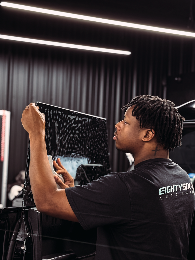 Window tint installation 1 at 86 Auto Lab